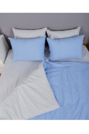 Mer-tim Cotton Ranforce Single Small Size Double Sided Duvet Cover Quilt Case 135x200 Blue-gray MRTM BLUE-GRAY 135X200 - mer-tim ezberbozan ev tekstili