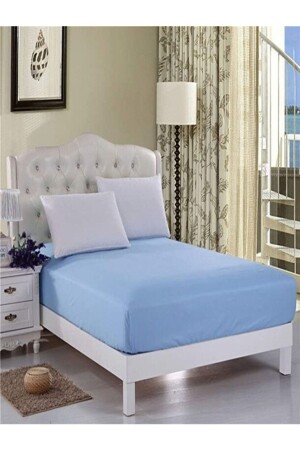 Mer-tim Single Size Combed Cotton Elastic Sheet Blue 120x200 - Mer-Tim Ezberbozan Ev Tekstili