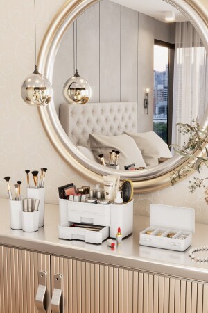 Mercan Multi-Purpose Makeup Box and Jewelry Organizer Set Organizer Set 3-Piece White - Pufwin Home