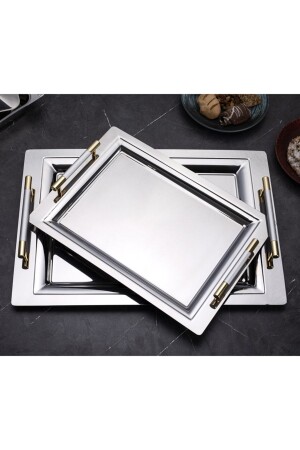 Mercan Silver 2-Piece Treat Serving and Tea Tray Mrc02 MRC02 - ÖZBURAK
