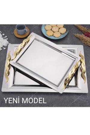 Mercan Sırma Gold 2-Piece Treat Serving Serving and Tea Tray MRC02 - ÖZBURAK