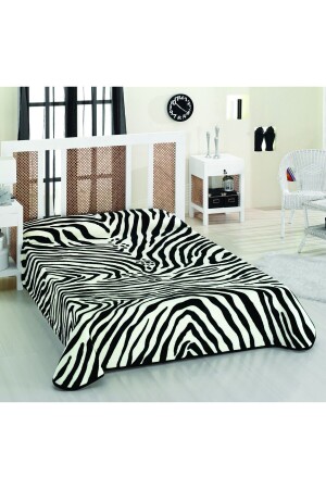 Merinos King Size Zebra Patterned Super Gold Blanket (4. 5Kg) - Sarar