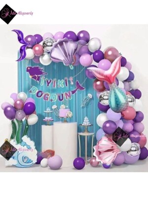 Mermaid Banner Luxury Birthday Party Set Birthday Decoration idealsak0152 - Bkmc