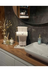 Mermer Ayaklı Metal Banyo El Havluluk Kağıt Havluluk Standı RTTNHVLLK001 - Genel Markalar