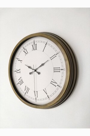 Metal Antique Retro Wall Clock 40 Cm - Platin Saat