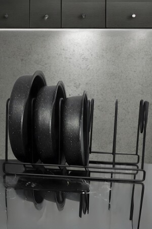 Metal Black Pan And Pot Lid Organizer Rack Kitchen Cabinet Wire Pot Pan Organizer - Kitchen Store