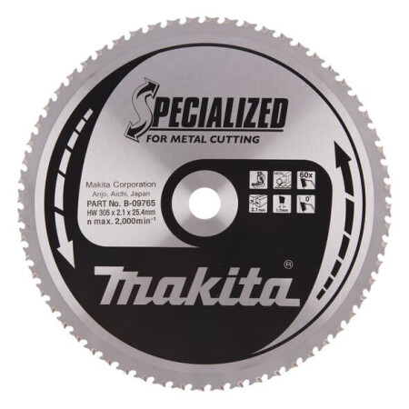 Metal cutting disc 305x25.4x2.1mm 60T 0° MAKITA - Makita Accessories