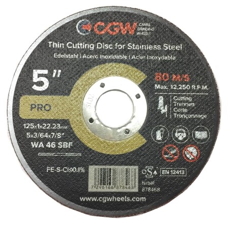Metal cutting disc CGW 125x1x22.2 WA46 SBF T-1 INOX - CGW