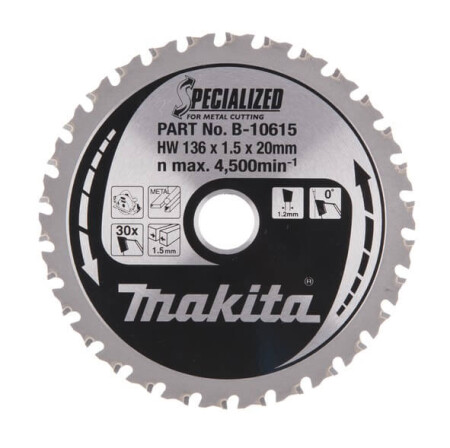 Metal cutting disc MAKITA 136x20x1.5 30T, 0°, DCS550 - Makita Accessories