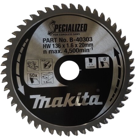 Metal cutting disc MAKITA 136x20x1.6mm 50T - Makita Accessories