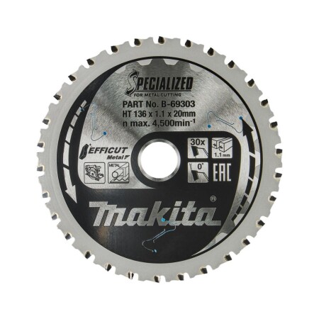 Metal cutting disc MAKITA HM 136x20x1mm Z30 - Makita Accessories