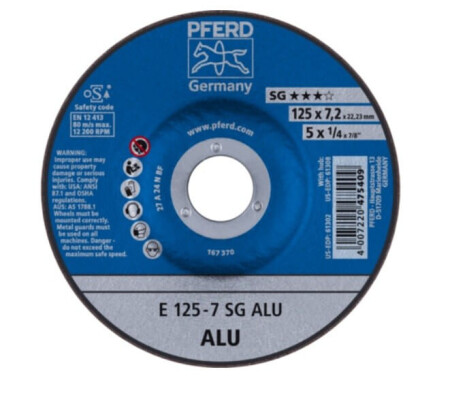 Metal grinding disc Ø125x7x22mm E125-7 A 24 N SG ALU PFERD - Pferd
