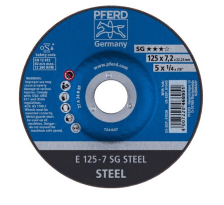 Metal grinding disc Ø125x7x22mm E125-7A24R SG PFERD - Pferd