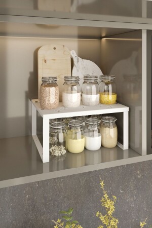 Metal In-Cabinet Shelf Organizer Large Size Countertop Organizer MetalShelfSeparator - Durusilya Mobilya