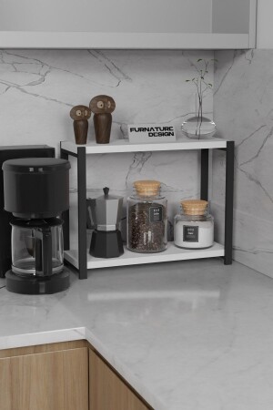 Metal Kitchen Countertop Organizer 2 High Shelves Bathroom Kitchen Organizer White TYC00788374556 - FurnatureDesign
