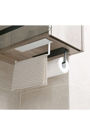 Metal Matte Black And White Paper Roll Towel Holder - Napkin Holder - Genel Markalar