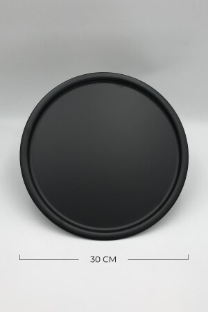 Metal Round Tea, Coffee, Cake Serving Tray Decorative Presentation Tray Matte Black 30 Cm GK30HN - Aslı Hediyelik