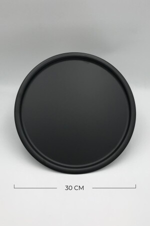Metal Round Tea, Coffee, Cake Serving Tray Decorative Presentation Tray Matte Black 30 Cm MZ30TPS1 - Mira züccaciye