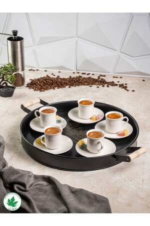 Metal Serving Tray with Wooden Handles 37cm, Coffee Tray, Presentation Tray (CACTUS PRINTED) LN1026 - Lin Metal