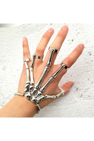 Metal Skeleton Five Rings with Bracelet KYZ155 - Köstebek