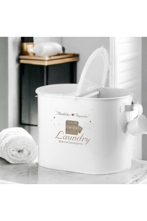 Metal Two Compartment Detergent Box with Plastic Lid and Scale 12 Liter Capacity Lr035 - Laundry