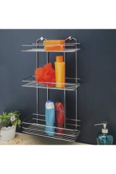 Metal Üç Katlı Düz Banyo Rafı Şampuanlık ARS-BAK1500K - Arsimo