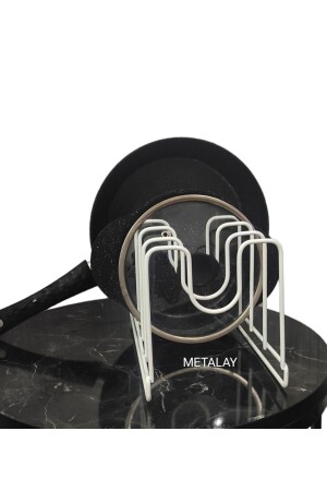 Metal white Pan and Pot Cover and Plate Organizer Pan Organizer - Metalay