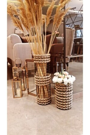 Metal Wire Mesh Braided Special Design Pampas Vase 25 and 50 cm Set of 2 - Egindra