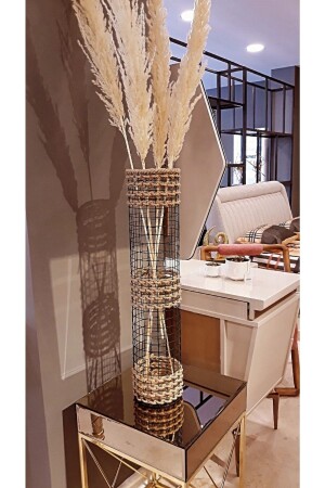 Metal Wire Mesh Braided Special Design Pampas Vase Three Braids 60 Cm - Egindra