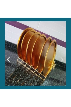 Metal Wrought Iron Gold Plate Stand-6-Piece Gold Stand - Cephome