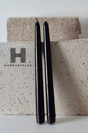 Metalik Siyah Renk 2 li Şamdan Mum (çap 2.2 boy 25cm) - Homeartplus