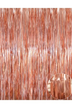 Metalized Background Door Curtain Rose Gold 100x200 Cm - Patladı Gitti