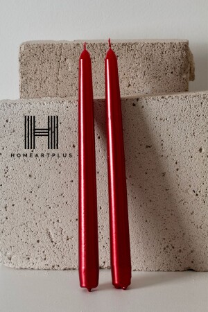 Metallic Red 2-pack Candlestick Candle (diameter 2. 2 size 25cm) - Homeartplus