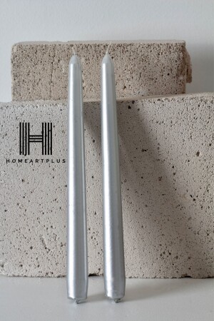 Metallic-Silberfarben, 2 Kerzenhalter (Durchmesser 2).2 Größe 25cm) - Homeartplus