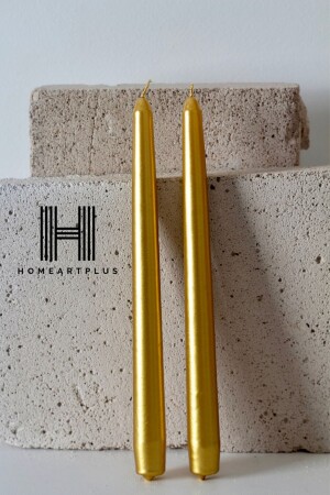 Metallisch goldfarben, 2 Kerzenständer (Durchmesser 2).2 Größe 25cm) - Homeartplus