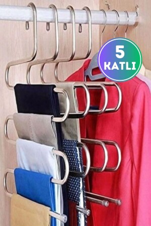 Metallischer Innen-Kleiderschrank, intelligenter Chrom-Kleiderbügel, Hosenbügel, 5 Schichten - Wappa Home