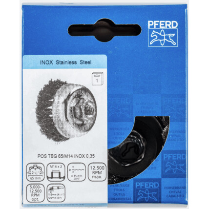 Metalltopfbürste Ø65 PFERD TBG INOX 0,35 - Pferd