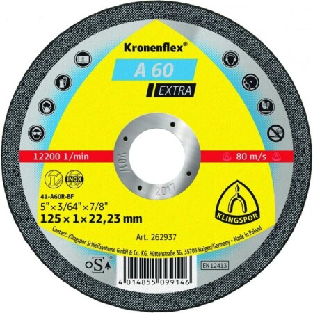 Metalltrennscheibe KLINGSPOR A60 Extra Ø125x1mm - Klingspor