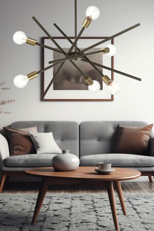 Meter 6-Piece Black Antique Lampshade Pendant Lamp Modern Bedroom KitchenLiving Room Chandelier 3487-05-BL - Apliqa