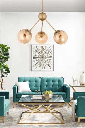 Meyo 3-Piece Antique Honey Glass Modern Young Room Bedroom Living Room Chandelier 3546-03-FR - Apliqa
