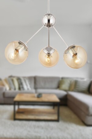 Meyo 3-Piece Chrome Honey Glass Modern Young Room Bedroom Living Room Chandelier 3546-03-CH - Apliqa