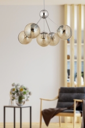 Meyo 5Li Krom Bal Camlı Modern Genç Odası Yatak Odası Salon Avize 3546-05-CH - Apliqa