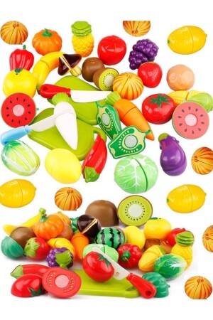 Meyve Sebze Ikiye Kesilen 25 Parça Oyuncak Karışık Kivi Karpuz Limon Mısır Biber Çilek Muz - Oyuncaksahili