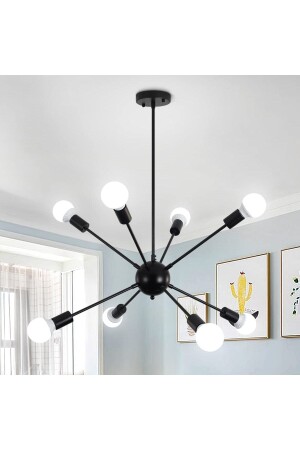 Mia 8 Li Black Modern Hedgehog Chandelier 0030 - LİVORA LIGHTING