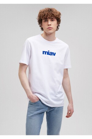 Weißes T-Shirt mit Miav-Aufdruck, reguläre Passform / normaler Schnitt 067153-620 - Mavi