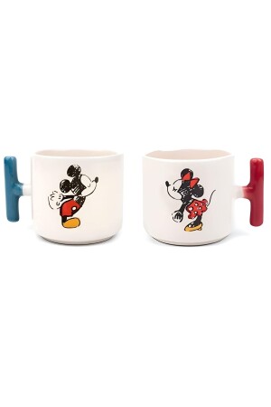 Mickey & Minnie Printed Lover Couple Mug with Colorful T Handle pgp7 - GünayStore