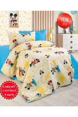 Mickey Mouse Children's Room Single Bed Sheet Elastic Duvet Cover Set Mikimaus - Şahinhome
