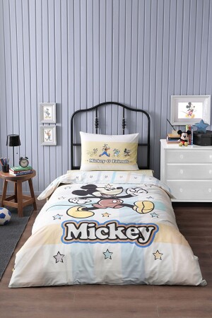 Mickey Mouse Star Tek Kişilik Disney Lisanslı Lastikli Fitted Çarşaf Çocuk Nevresim Takımı MOUSE STAR SARI - Özdilek
