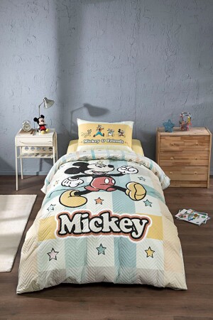 Mickey Mouse Star Tek Kişilik Disney Lisanslı Lastikli Fitted Çarşaf Kapitone Çocuk Nevresim PR-EVTEKSTILI-55475901327 - Özdilek
