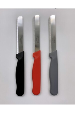 Micro Serrated Chopping Knife Set of 3 Black Red Gray - Solingen